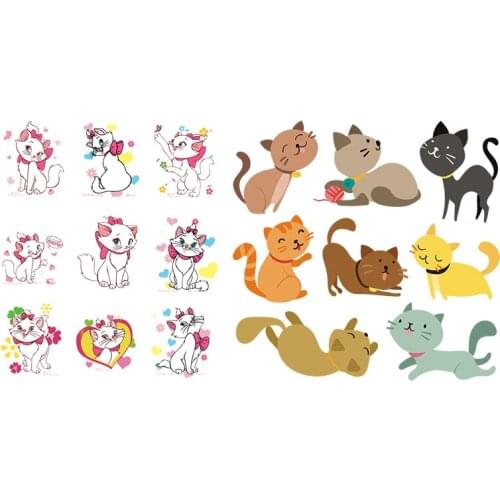 The new Lovely Cats Stickers Diy Iron On Transfer For Clothing Kids Washable Decoration Patches Heat Iron Adhesive Patches