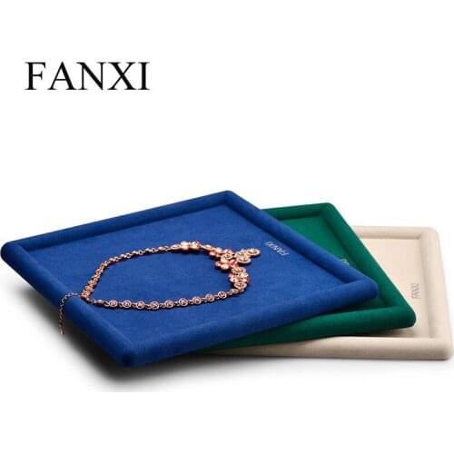 Oirlv Jewelry Display Tray Ring Organizer Tray Velvet Jewelry Storage Holder Blue/Green Bracelet Necklace Display Stand Gift