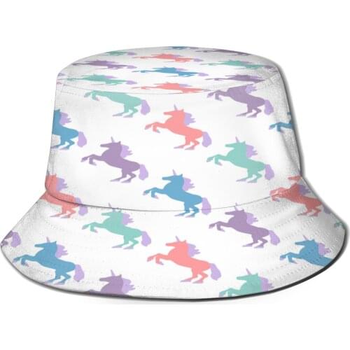 CINESSD Colorful Unicorn Silhouette Bucket Hat Summer Hats Fisherman Hat Foldable Women Men Sunscreen Shade Caps
