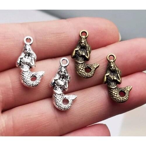 20pcs/lot--22x12mm, Antique silver plated/bronze plated Mermaid charms,DIY supplies, Jewelry accessories
