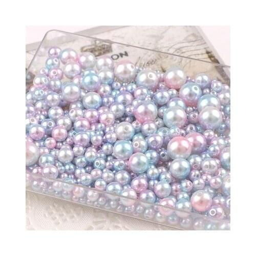 Multi option Mixed 4/6/8/10/12mm Round Imitation Rainbow Color Plastic Pearl beads For Garment Bags shoes