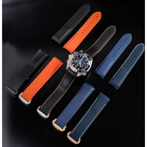 20mm 22mm Curved End Silicone Wrist Band Men Diving Rubber Bracelet for Omega Seamaster 300 for Seiko Huawei Samsung Watch Strap