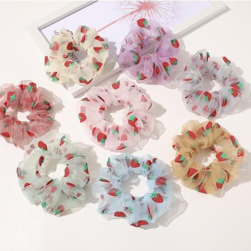 Korean Girl Hearwear Strawberry Hair Tie Clear Elastic Hair Bands Lady Cute Scrunchies Ponytail Holder Rope Hair Accessories