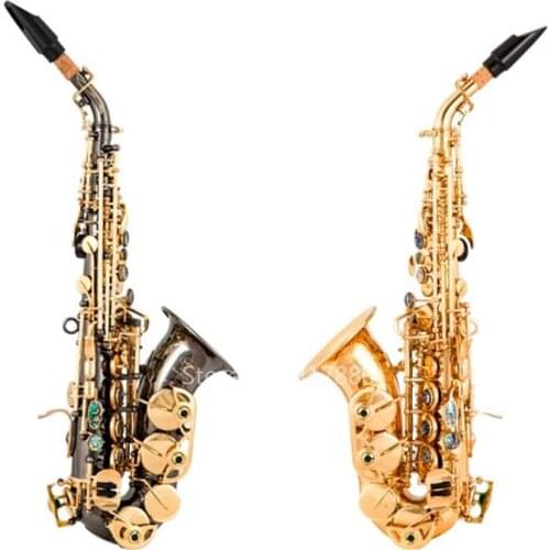 SAIDESEN SAS-780 Bb Tune Soprano Saxophone Brass Gold&Black Nickel Plated Curved Neck B-Flat Soprano Sax Musical Instrument
