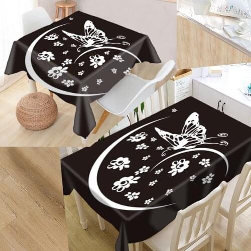 Butterfly Pattern Custom Table Cloth Oxford Fabric Rectangular Waterproof Oilproof Table Cover Family Party Tablecloth
