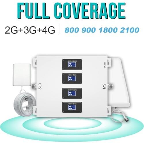 GOBOOST 4g Cellular 2G 3G 4G Amplifier Four Band Repeater 800 900 1800 2100 Mhz Four Led Display Gsm Signal Booster 70 Dbi