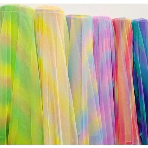 Women Rainbow Tulle Yarn Encryption Hexagonal Mesh Cloth Tutu Skirt Net Red Background Wedding Home Decoration Handmade Diy Gift