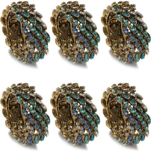 Crystal Napkin Ring 6Pcs Set-Elegant Swan Metal Napkin Holder Ring Suitable For Valentines Day Hotel Restaurant Wedding-ABUX