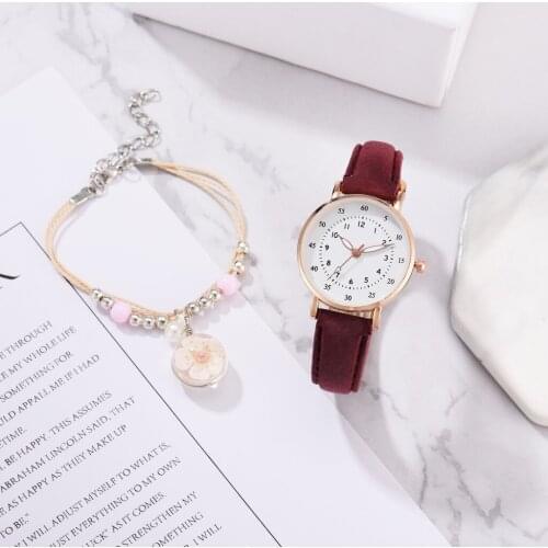 2021 New Women Watches Bracelet Set Luxury Bracelet Watch Casual Leather Quartz Wristwatch 2pcs Set Clock Gifts Relogio Feminino