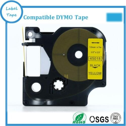 3PCS Compatible Dymo D1 Tape 12mm 45018 black on yellow Dymo Labelmanager Labelling Tape Typewriter Ribbon Cartridge 45018
