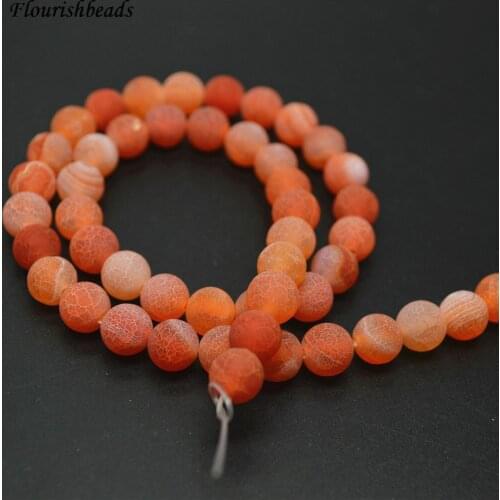 6mm 8mm 10mm Matte Orange Color Dragon Veins Agate Stone Round Loose Beads Jewelry Making Supplies