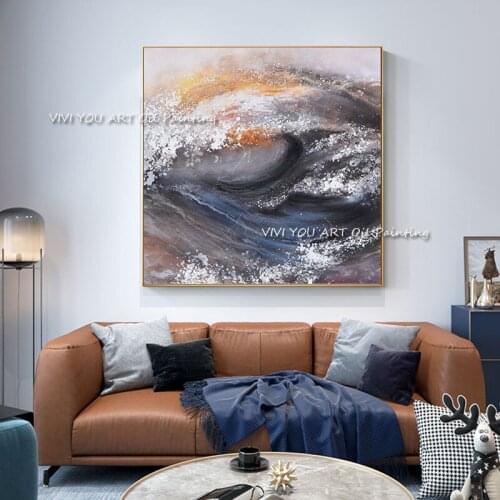 Abstract Knife 3D Wave Pictures Home Decor Wall Art Hand Painted Oil Painting on Canvas Decorate the office or living room