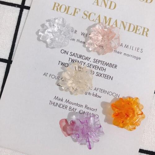 DIY Jewelry Accessories Material Resin Acrylic Flower Buton Patch Charm Ornament Earring Charms Floral Sticker 70pcs 22mm