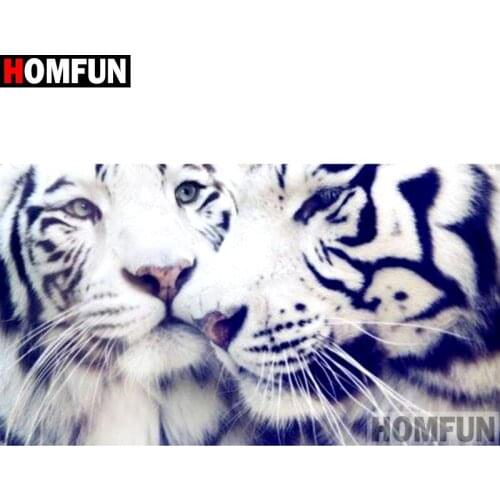 HOMFUN Full Square/Round Drill 5D DIY Diamond Painting "Animal tiger" 3D Embroidery Cross Stitch 5D Home Decor Gift A17275