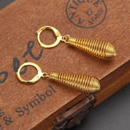 Bigwigs Jewelry 18 k Yellow Fine Gold Filled Pierced Earring Graded spring form Long New Gift Boxed