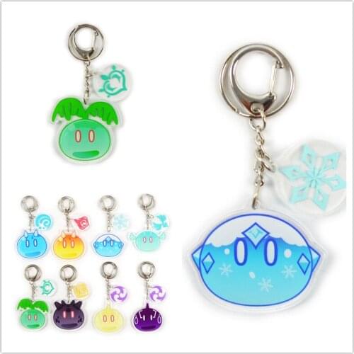Anime Game Genshin Impact Cute Key Chains Two-sided Keychain Acrylic Pendant Keyring Prop