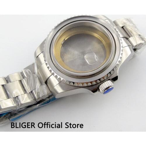 Solid 43MM Stainless Steel Watch Case Sapphire Crystal Date Magnifier With Bracelet Fit For ETA 2836 Automatic Movement 101