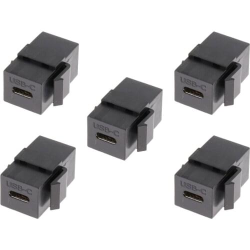Black Type-C Keystone Jacks Adapter 5Gbps for Wall Plate Outlet Panel(x5Pcs)