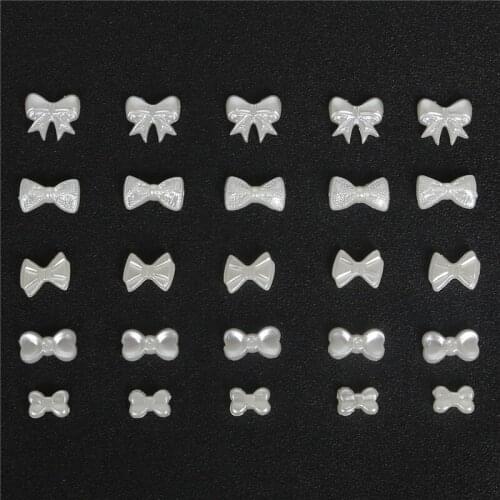 300pcs/bag Bow Tie Flat Back Cabochon Imatation Plastic ABS Pearl Bow for DIY Jewelry Beads Craft Home Phone Decoration