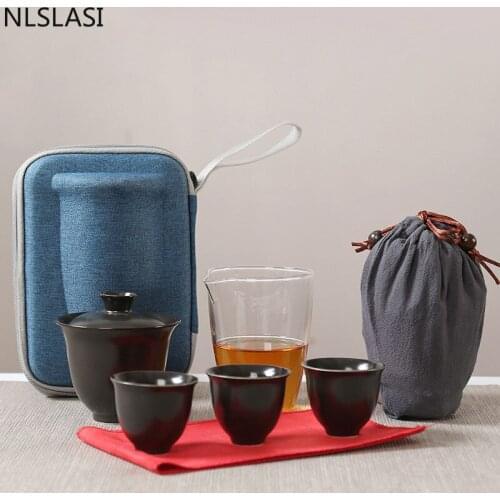 Hot Sale Ceramic Tea set Tea Set Travel Pu'er Tea Set Outdoor Camping Mountaineering Tea Set Chinese Tea Ceremony WSHYUFEI