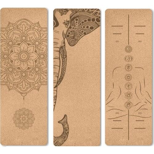 5mm Natural Cork TPE Yoga Mat Gym Sports Mats Pilates Slim Aerobic Exercise Pads Non-Slip Mat 183X61cm Absorb Sweat Odorless Mat