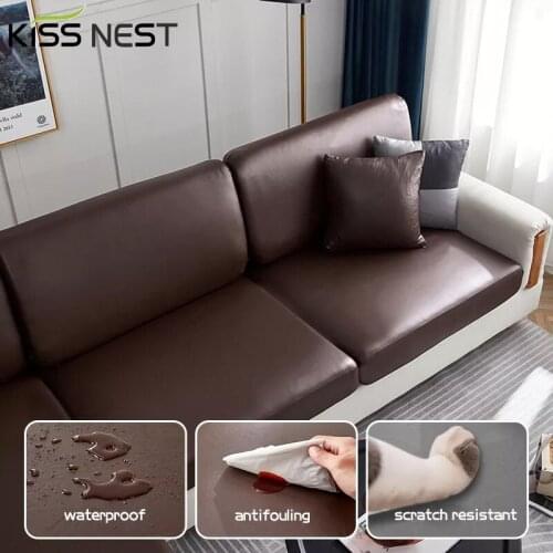 European Style Waterproof Leather Sofa Seat Cushion Cover,Stretch Chair Couch Slipcover 1/2/3 Seat Covers,Living Room Decoration