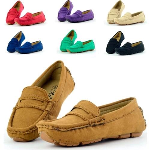 Childrens Loafer Slip-on Soft Suede Leather Boys Flat Oxford Driver Boat Shoes New Spring Summer Baby Kids Little Girls Moccasin