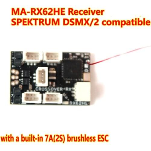 MA-RX62HE-D Super Light 1.8g 6CH Micro Receiver Built-in 7A/2S(5A/3S) Brushless ESC for SPEKTRUM DSMX DSM2 Radio Transmitters