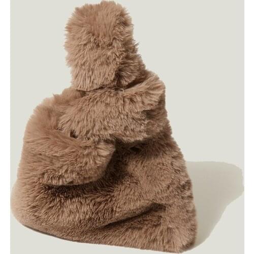 Fashion Winter Women Bucket Bag Faux Fur Ladies Casual Tote Shoulder Bags Luxury Design Female Clutch Purse Handbags Bolsa