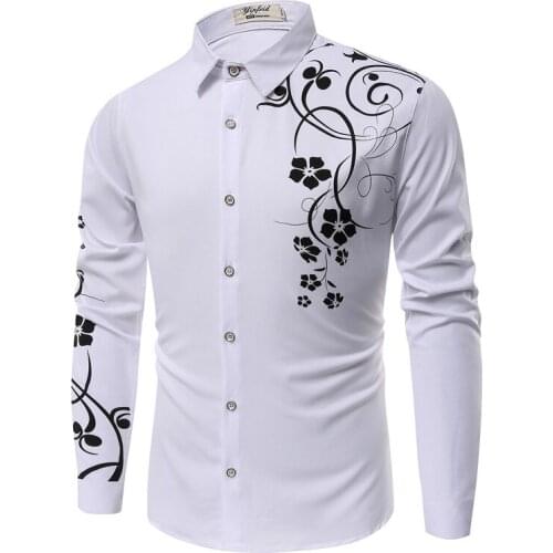 2019 New Men Shirts Spring Autumn Long Sleeve Slim Fit Shirts Men Casual Print Shirt Man Dress Shirt