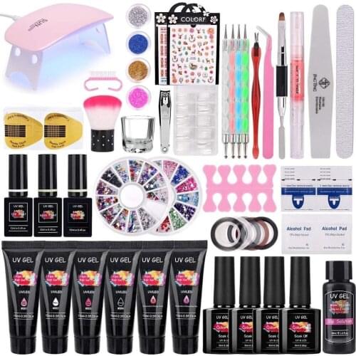 Acrylic Gel Poly Nail UV Gel Kit LED Lamp 15M LNail Art Extension Glitter Gel Set Nail Gel Jelly Gel Polish Builder Manicure