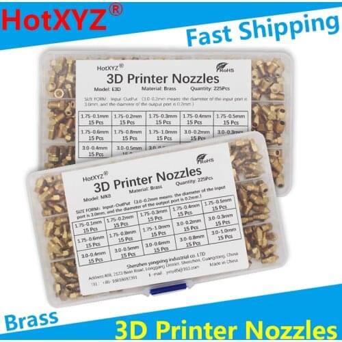 HotXYZ MK8 E3D Print Extruder Brass Nozzles Assortment Kit for Ender Anet A8 V5 V6 3D Printer Accessories Set