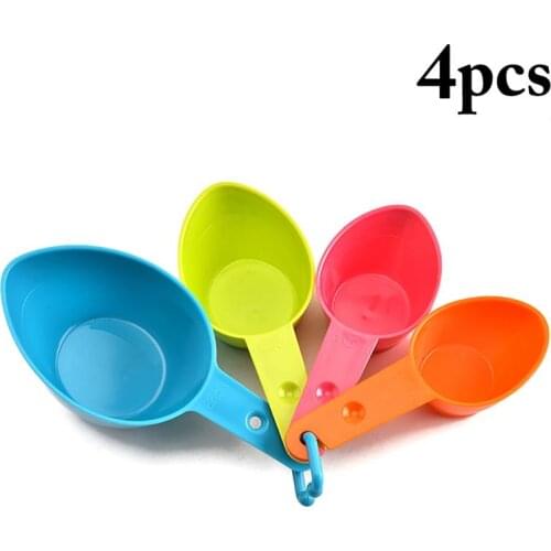 Kapmore 4Pcs/Set Plastic Measuring Spoon Set Scale Plastic Measure Cup Baking Measuring Tool Accessories Kitchen Tools