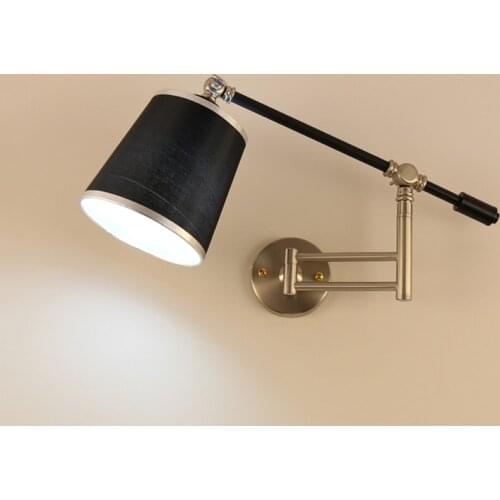 Nordic creative folding wall lamp long arm adjustable light bedroom bedside office study living room mirror light wall sconce