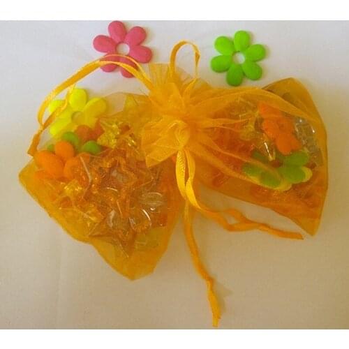 100pcs 25*35cm Orange Organza Gift Bag Jewelry Packaging Display Bags Drawstring Pouch For Bracelet/Necklace Mini Yarn Bag