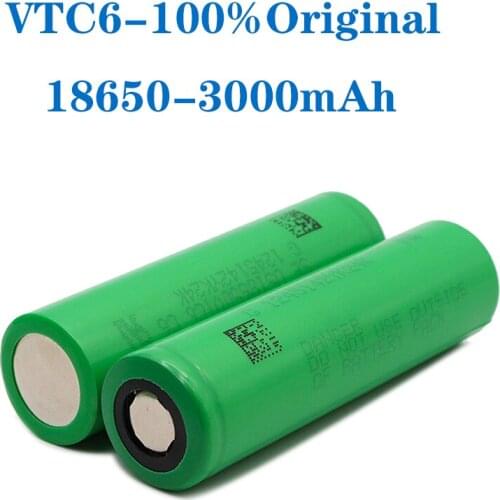 100PCS Original 18650 battery VTC6 3.7V 3000mAh 18650 rechargeable battery for us18650 vtc6 3000MAH 30A Lantern Toys Tools
