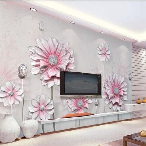 Custom wallpaper 3D murals fresh pink flower TV background wall living room bedroom restaurant wallpaper papel de parede 3d обои