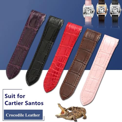 Strap Replacement Accessories for Cartier Santos Watch Genuine Leather Bracelet Belt men women Santos100 crocodile pattern 23mm