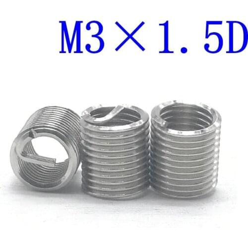 50Pcs M3*1.5D Stainless Steel Coiled Wire Helical Screw Thread Inserts M3 Screw Bushing self tapping thread repair tool