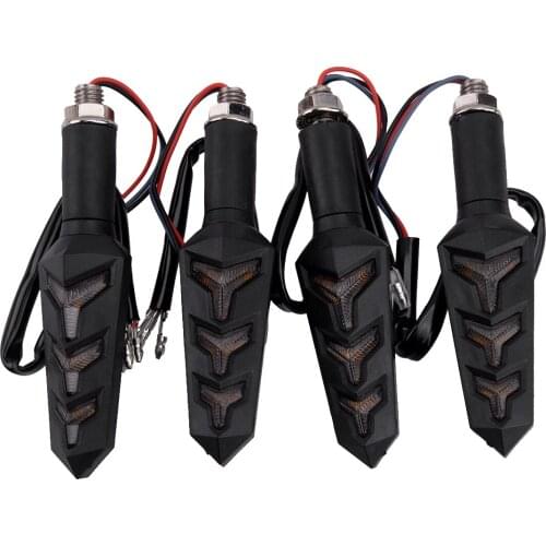 4Pcs Universal LED Smoke Lens Turn Signal Light Indicator Lamp Motorcycle Bike 12V For Blinker Scooter Off Road Fish Bone Style