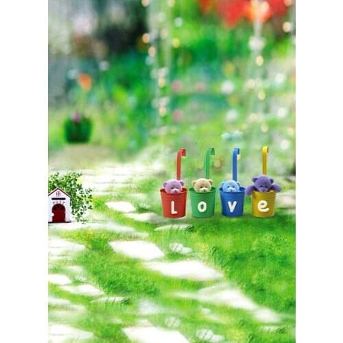 VinylBDS Spring Backgrounds Bluestone Roads Flooded The Lush Green Willow Clumps Wind Wave Photography Backdrops Photo