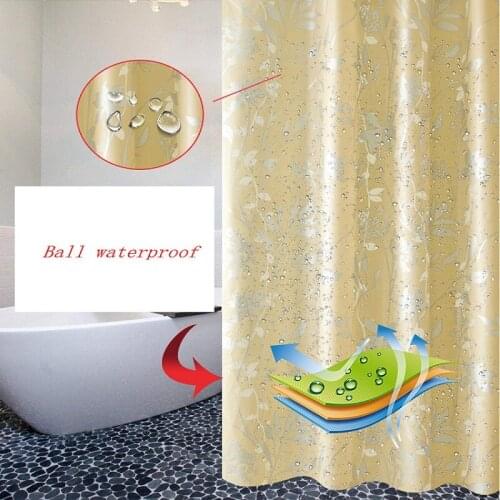High-end waterproof mildew proof printing Light yellow PEVA thickened shower curtain custom made bathroom curtain