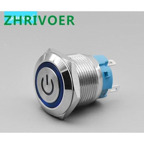 1pcs 19mm metal button switch instantaneous self-resetting/locking waterproof LED warning indicator signal indicator button 1NO