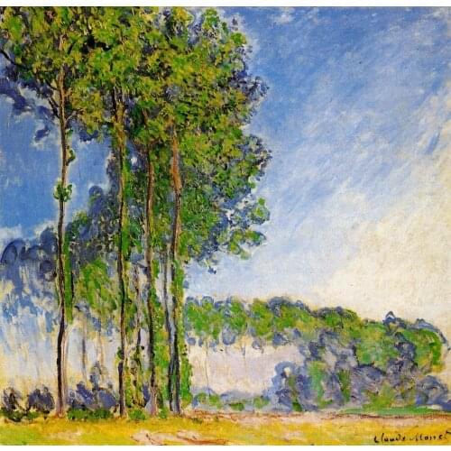 100% handmade landscape oil painting reproduction on linen canvas,poplars-view-from-the-marsh-1892 by claude monet