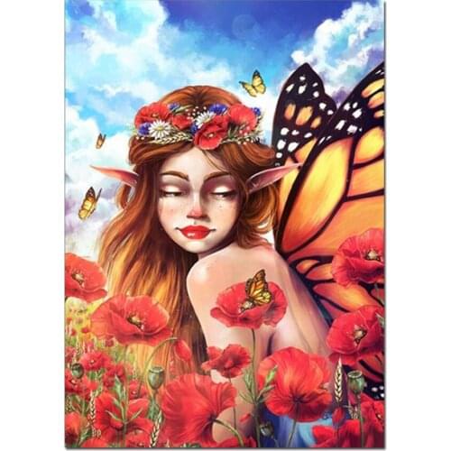 5d diamond painting fantasy Elf Butterfly Fairy diy full square drill diamond embroidery mosaic rhinestone Cartoon Girl,I37