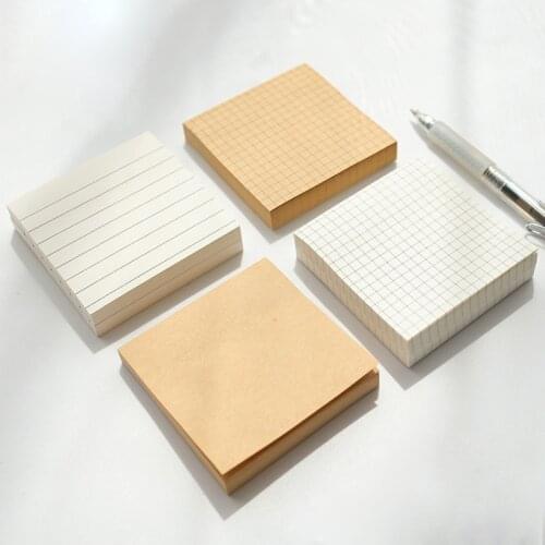 80 Sheets Office Memo Pad Sticker Index Sticky Notes Simplicity Kraft Paper Stationery Self-adhesive Post Paste Blank Memorandum