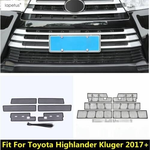Accessories For Toyota Highlander Kluger 2017 - 2019 Front Insect Mesh Nets Grille Protect Molding Cover Trim Exterior Kit