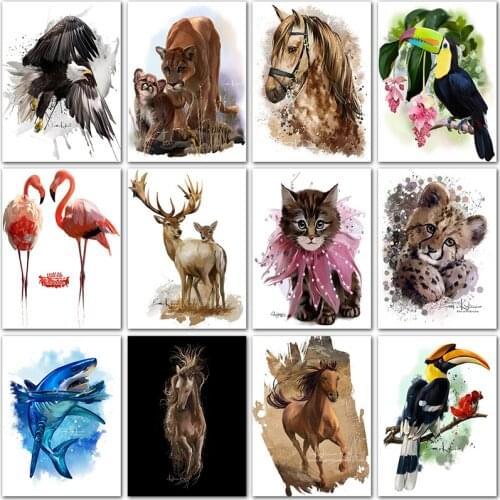 5D DIY Diamond Painting animals Cartoon horse Flamingo Cute cat Full Square&Round Diamond mosaic Diamand embroidery Cross stitch