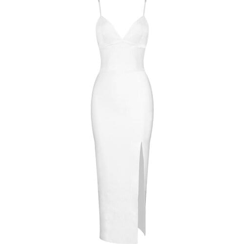 White Bandage Dress Women Summer Sexy Party Club Celebrity Elegant Bodycon Dress Spaghetti-Strap New Arrival Clothes