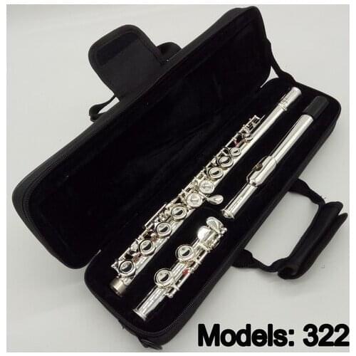 Free Shipping Flute 322 Silver Plated Professional Flute Instrument Intermediate Student Flutes C Leg 16 Holes Closed E Key